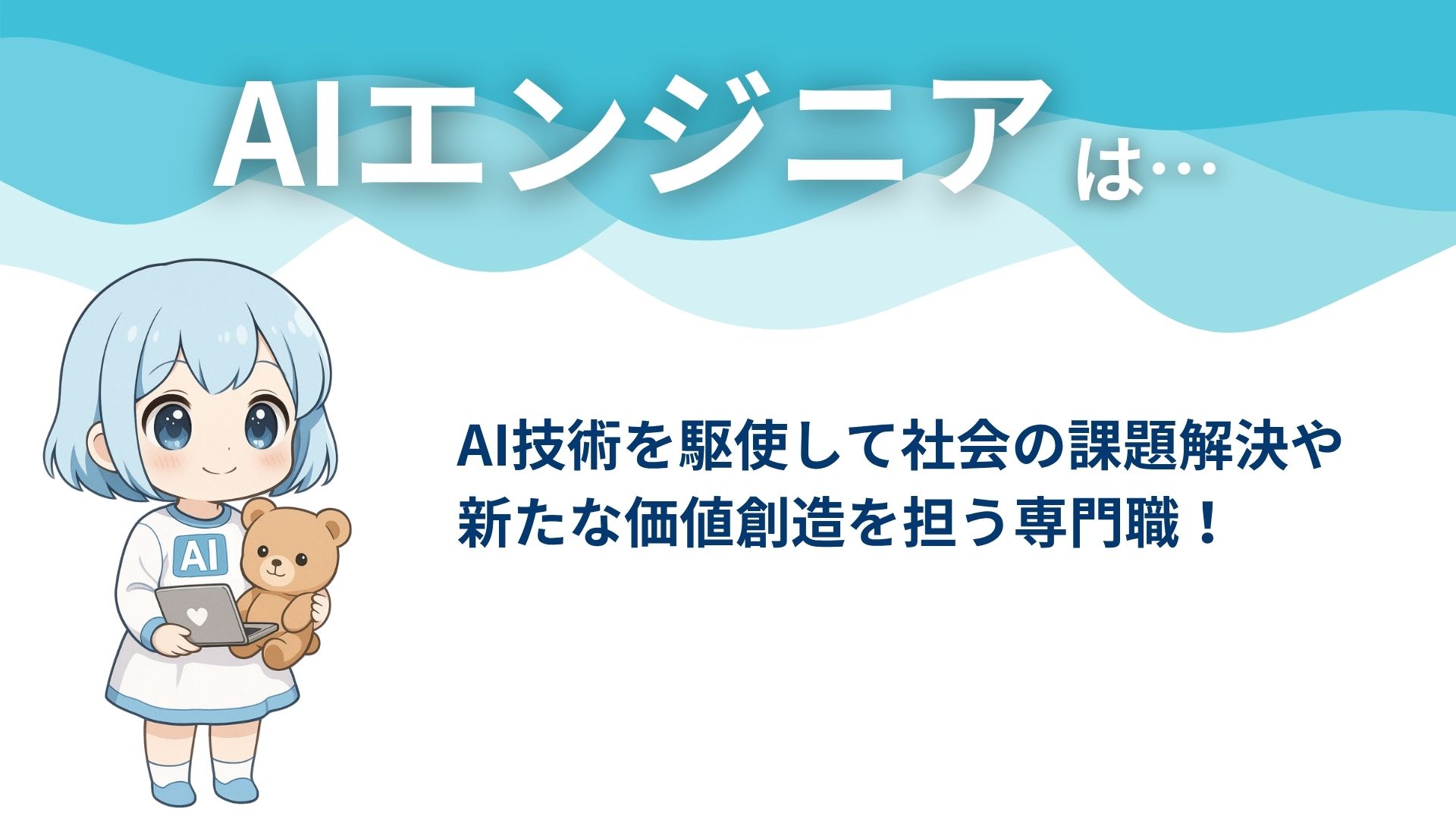 AIエンジニアは… AI技術を駆使して社会の課題解決や新たな価値創造を担う専門職！