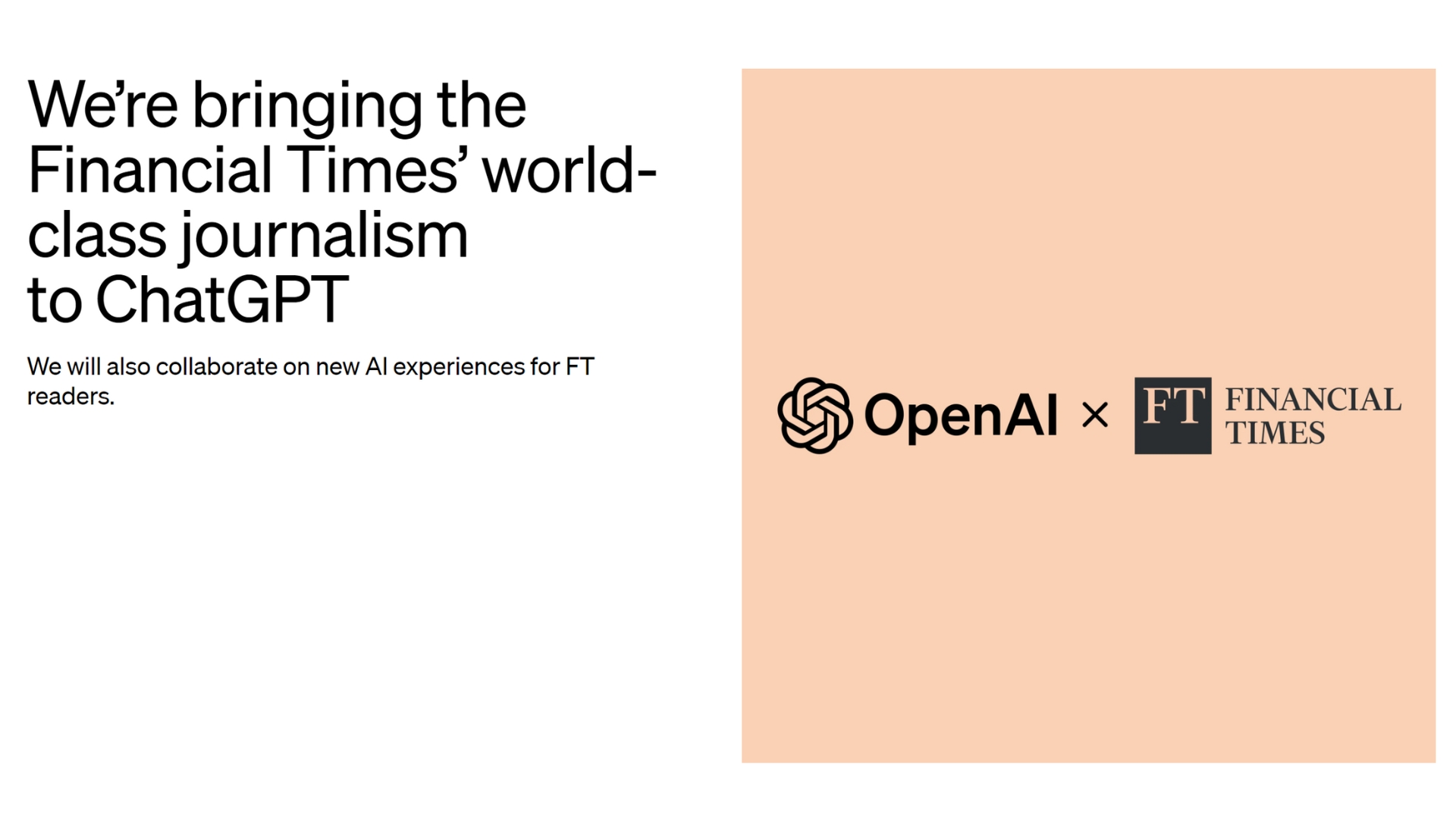 OpenAIとFinancial-Timesが提携及びライセンス契約を発表