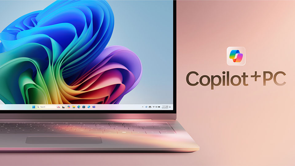 Microsoft 新製品「Copilot+ PC」の発表を表す画像